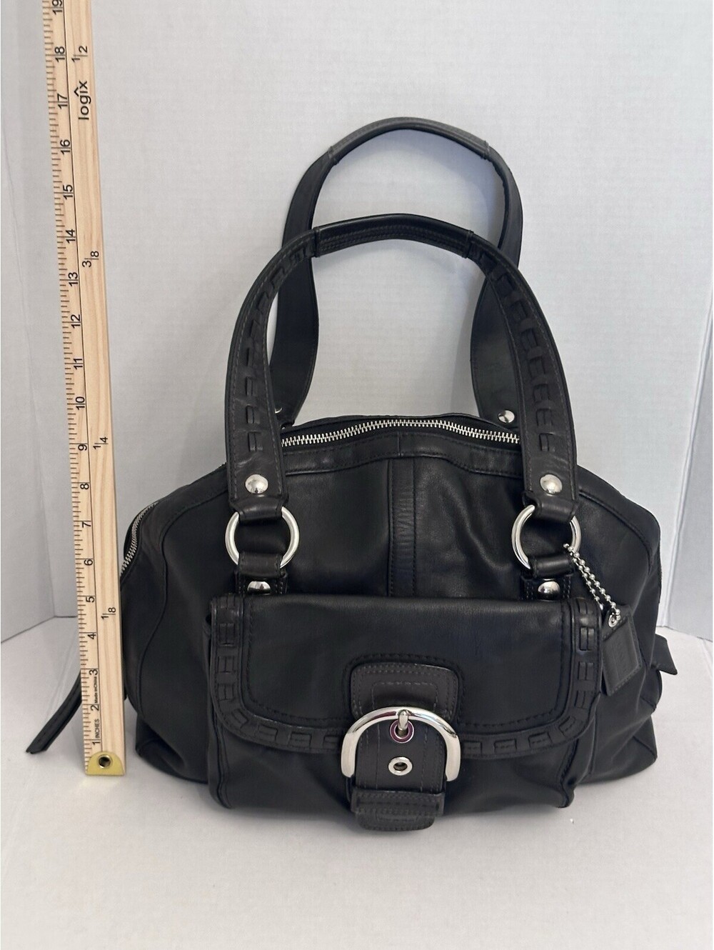Vintage Coach Soho Courtney Black Leather Domed Satchel Handbag K0893-F13111 - Picture 8 of 9